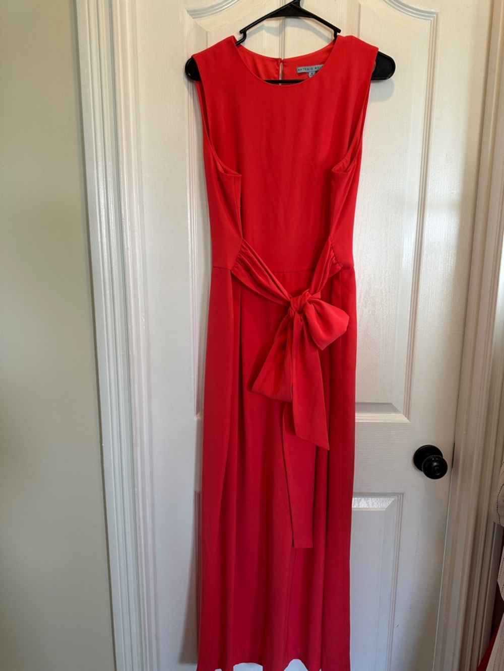 ANTONIO MELANI Jumpsuit- Orange size 12- tie belt, worn once, 56 1/2 inches long